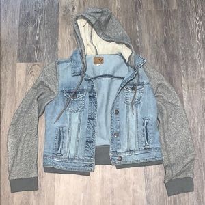 American Eagle Hooded sweatshirt/jean jacket